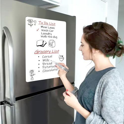 Image of GLUN Flexible Magnetic White Board Planner Sheet (23x30cm, Landscape) +1 Marker Pen Kitchen Fridge /Office Use