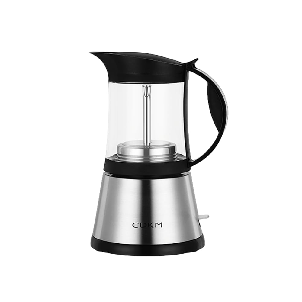 Cafetera eléctrica Moka Expresso italiana – 340 ml de vidrio borosilicato, termostato STRIX, válvula de seguridad de cobre italiano – 3/6 tazas – Fácil y segura