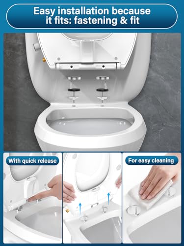 Toilet Seat Soft Close with Bidet - YEAUPE PRO Universal Oval Toilet Lid White, Non-Electric Toilet Seats with Self-Cleaning Double Nozzles, Separate Back and Female Cleaning (White Oval) miniatura 3