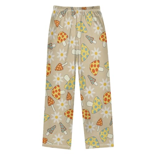 Mushroom Flower Boys Pants Boys Athletic Pants Long Pant for Boywith Pockets Wide-Leg Size 6-14Y2