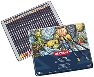 Derwent Studio Colouring Pencils, Drawing & Writing, Ideal For Illustrating, Set Of 24, Professional Quality, 32197, white