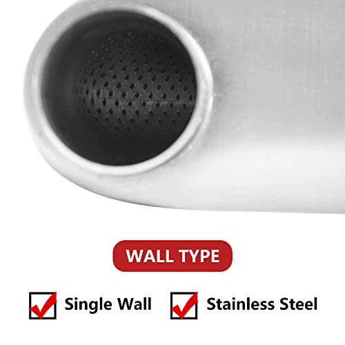 Image of 3 inch Universal Exhaust Muffler,Straight-Through Performance Muffler Resonator with Stainless Steel Exhaust Tip for Cars, Trucks(3''Inlet /Outlet)