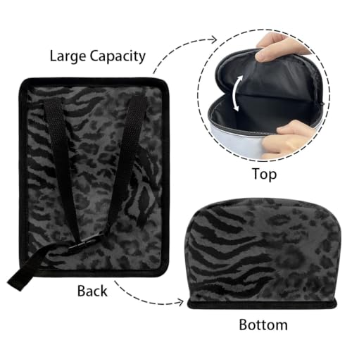 Image of Black Leopard Car Trash Can, Waterproof Car Garbage Can with Lid and Zip Clouse, Leak Proof Portable Car Trash Bag Hanging Vehicle Organizer