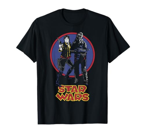 T-shirt Star Wars Vintage Han and Chewie haut de gamme haut col rond manches courtes