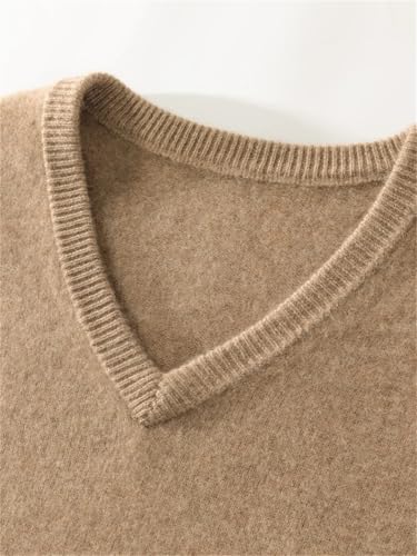 Hdhdeueh Men's Cashmere Thick Pullover V-Neck Solid Sweater Casual Loose Warm Knitted Jumpers3