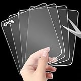 4 Pcs Cuttable Cabinet Door Bumpers Nano Clear Sound Dampening Buffer Cushion Pads Without Mark Left, Soft Self Adhesive Rubber Furniture Pads (5.8' x 6.3' x 0.08')
