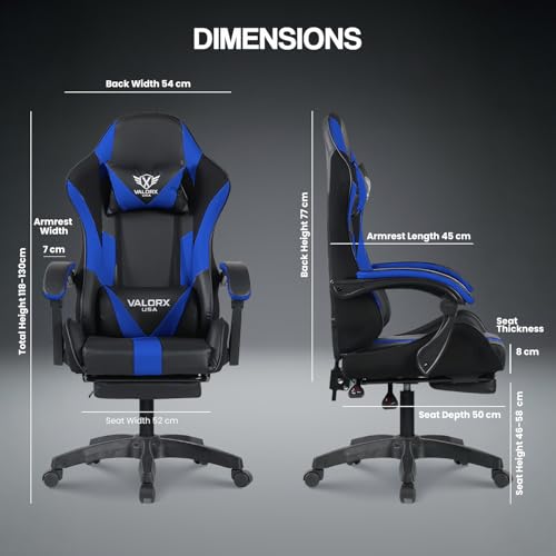 Image of Warrior 2026 Edition Gaming & Office Ergonomic Chair | Vegan Leather | 360 Swivel, High Back 135 Recliner | Adjustable Height & Linkage Armrest| Lumbar Support|3 Year Warranty, Navy Blue