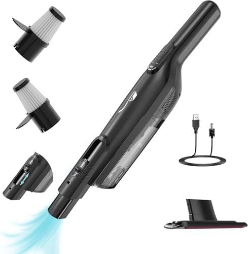 Image of AYONTIN Cordless Handheld Vacuum, Lightweight Portable Hand Vacuum Cleaner with LED Light,Rechargeable Hand Held Vacuum with One-Touch Empty, Powerful Suction for Office, Home,Car, Raven