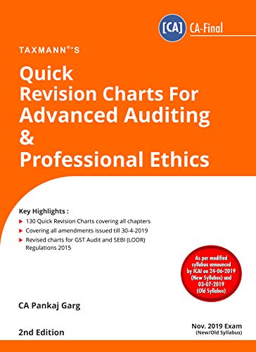 Quick Revision Charts For Advanced Auditing &amp; Professional Ethics(CA-Final)(2nd Edition August 2019)(For Nov 2019 Exam- New/Old Syllabus) [Paperback] CA Pankaj Garg