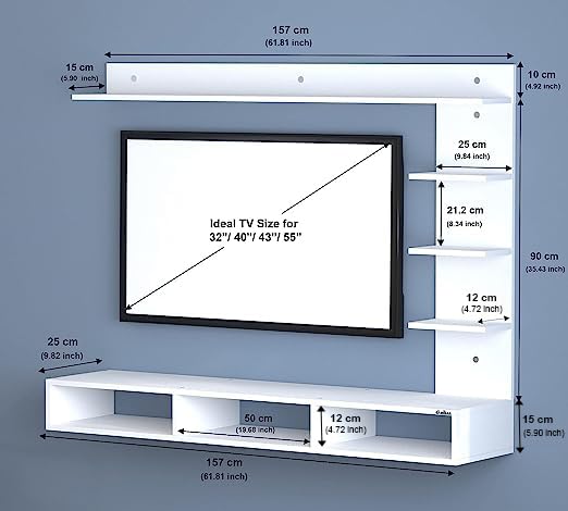 Image of Anikaa Tyson Engineered Wood Wall Mount TV Entertainment Unit (White)(Ideal for Upto 55 inch)(D.I.Y)
