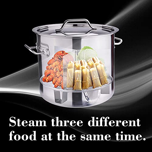 ARC 40QT Stainless Steel Tamale Steamer Pot with Easy-fill Water Spout, Seafood Crab Steamer with Divider and Rack, 10 Gallon