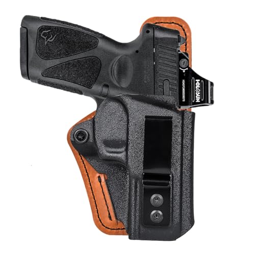 Taurus G3C Holster IWB Kydex and Leather Hybrid Holster for Taurus G3 Toro G3C / G2C / G2S / PT140 / PT111-G2 9mm/.40 - Red Dot Optices Ready - Inside Waistband Concealed Carry - Right Hand Black