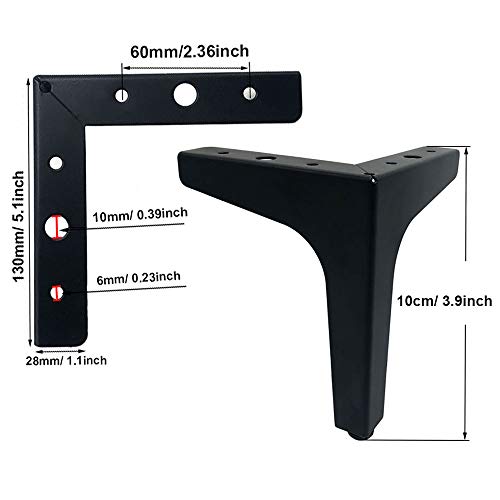 Wenxiaw Gambe del Tavolo in Metallo Nero Tornante