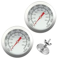 2 PCS Edelstahl BBQ Thermometer für BBQ Smoker, Räucherofen, Pizzaofen und Backofen, mit Doppelskala 50–500 °C / 100–1000 °F, Einbau Edelstahl Ofenthermometer Ø 8 mm für BBQ