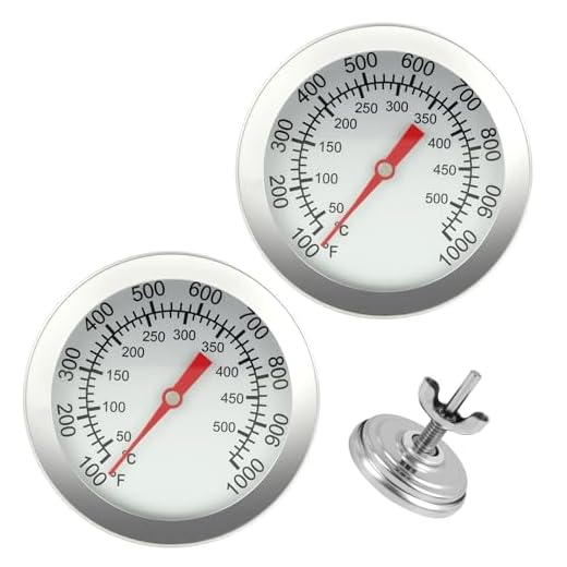 2PCS Termómetro Para Barbacoa de acero inoxidable, horno de ahumar, horno de pizza y horno, con doble escala 50-500 °C / 100 – 1000 °F, acero inoxidable, diámetro 8 mm, para barbacoa