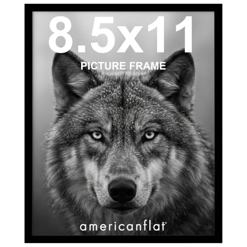 Image of Americanflat 8.5x11 Picture Frame with Shatter-Resistant Glass - Streamline Collection - Thin Border Photo Frame for Tabletop and Wall Display - Hanging Hardware and Easel Stand Included - Black