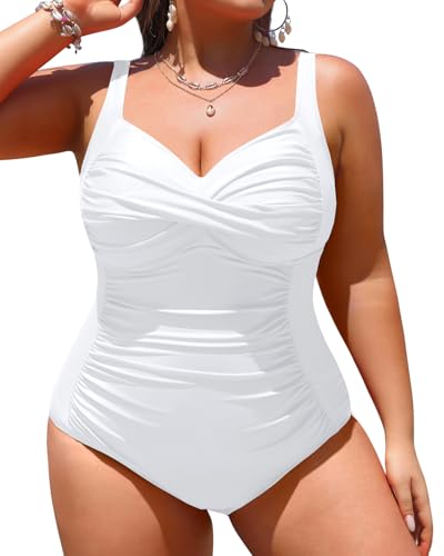 Yonique Women Plus Size One Piece Swimsuits Tummy Control Bathing Suits Twist Front Ruched Swimwear