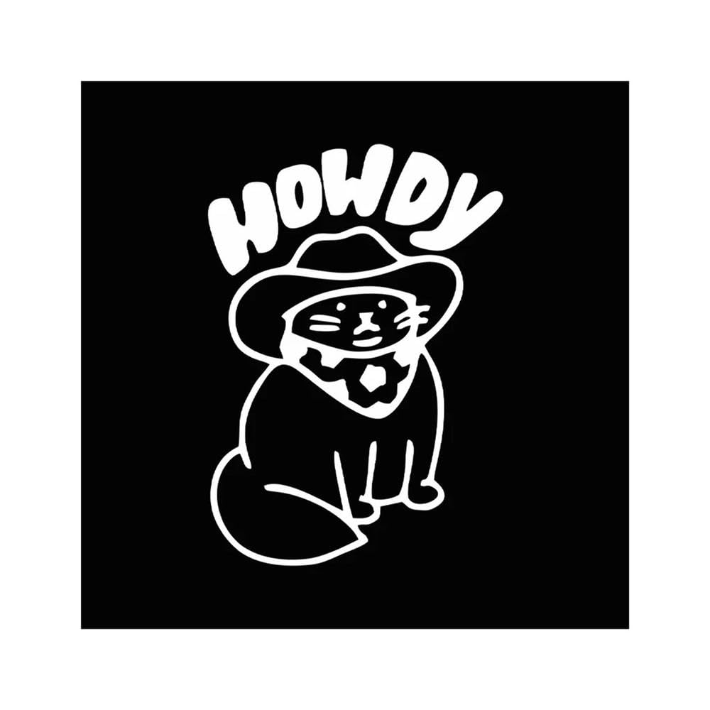 Bertdcx White Auto Accessory Car Decals Howdy Cat Design Car Window Stickers Laptop Decal Auto Waterproof Vinyl Accessories Decors(White)