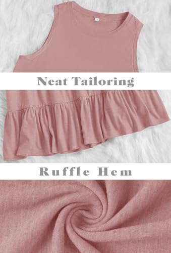 haeof women39s summer sleeveless peplum babydoll tops casual crew neck flowy loose fit tunic tank shirts