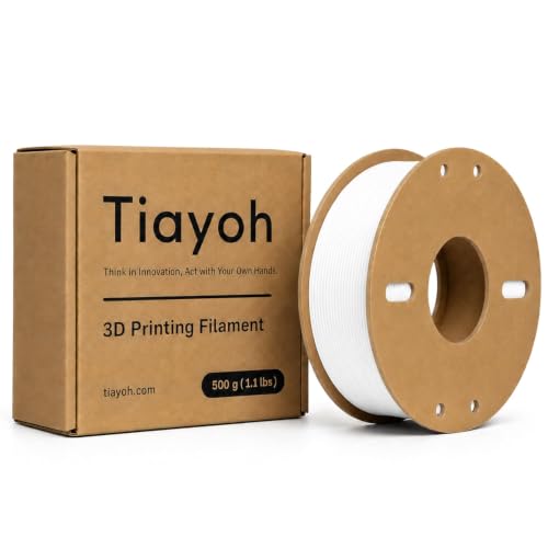 Tiayoh White PLA 3D Printer Filament 1.75mm, ±0.02mm, 500g Spool, 1.1lbs