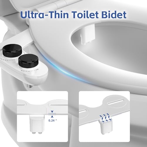 Image of WATERLACE Bidet Attachment for Toilet Seat Water Pressure - Non Electric Bidets Self Cleaning Sprayer - Dual Nozzle Bidet Attachments Toilets Spray - Adjustable Bidets Wash Butt Cleaner for Bathroom