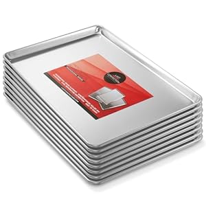 Last Confection 18″ x 26″ Commercial Grade Baking Sheet Pans, 8 Pack – Aluminum Full-Size Rimmed Cookie Sheet Trays