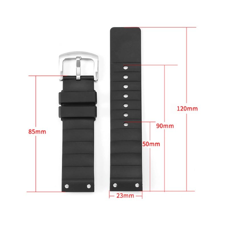 Bracelet de montre en silicone 23 mm, bracelet caoutchouc for et femmes