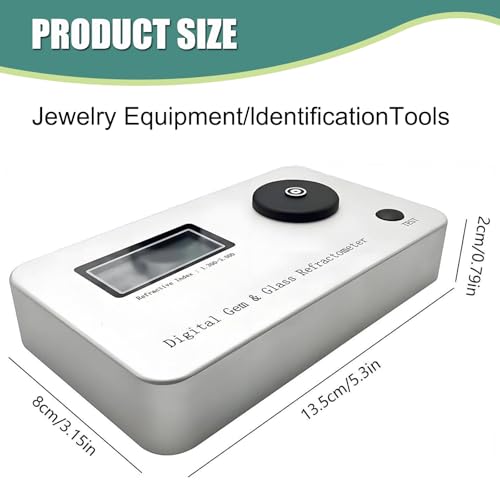 Digital Refractometer (1.300-3.000 RI, ±0.005 Accuracy) for Gemstone Identification | Up to 10000 Tests with Built-in 700mAh Rechargeable Battery | Pro Jewelry Tool