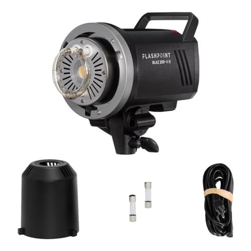 Flashpoint BLAZ 200-V 200Ws R2 Studio Monolight Strobe Flash with 10W LED Modeling Lamp, Bowens Mount Outdoor Strobe Light for Photography, R2 2.4GHz 200w Studio Light with 1.8s Max Recycle Time