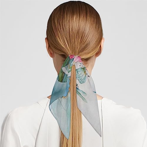 QsirBC Lotus Dragonfly Square Silk Scarf, Summer Head Scarf, Hair Scarf for Women Soft Smoothness for Travel Yoga Handkerchief Shawl Sunscreen Gift 23.6× 23.6 Inches4