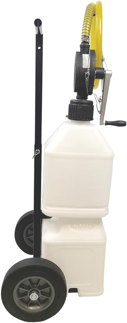 FLO-FAST Pro 10-Gallon (2x5 Stackable) Fluid Transfer System with High-Flow Pump & Versa Cart – 8 GPM, Portable, Durable, Made in USA – Marine, ATV, Automotive, Agriculture (Natural)