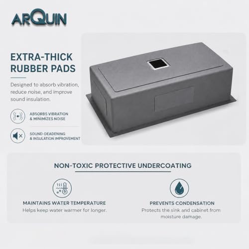 Image of ARQUIN Kitchen Sink 32 inchx20 inchx10 Inch Handmade Single Bowl sink Heavy Duty Stainless Steel Sink for Kitchen Basin with Brushed Matte Finish Including Coupling, Hose Pipe, Fruit Tray