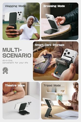 Image of SUPCASE for MagSafe Wallet with Stand, Magnetic Wallet for Men, [Hold 5 Cards] [Adjustable Stand] [RFID Blocking] Phone Stand Credit Card Holder Tripod for iPhone 17 /16 /15 /14 /13 /12 Series, Guldan