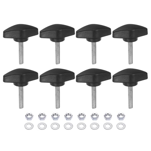 HARFINGTON 8pcs Tee Wing Knobs M5 x 25mm Metric Thread 36mm T Head Plastic Handles Thumb Screws Hand Clamping Threaded Stud Knob Grip Thumbscrew with Nuts Washers, Black