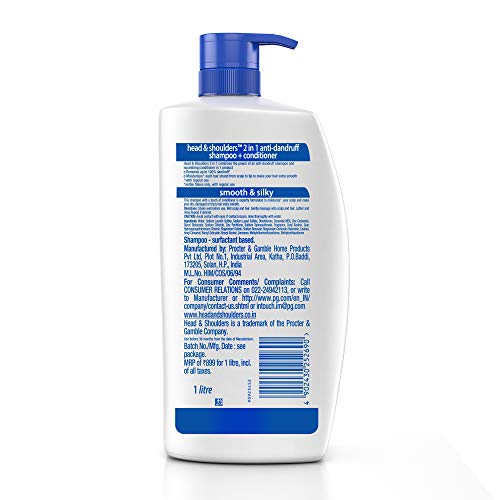 Head & Shoulders Smooth and Silky Anti Dandruff Shampoo, 1L & Head & Shoulders, Anti Dandruff Shampoo + Conditioner, Smooth & Silky, 1 L 4
