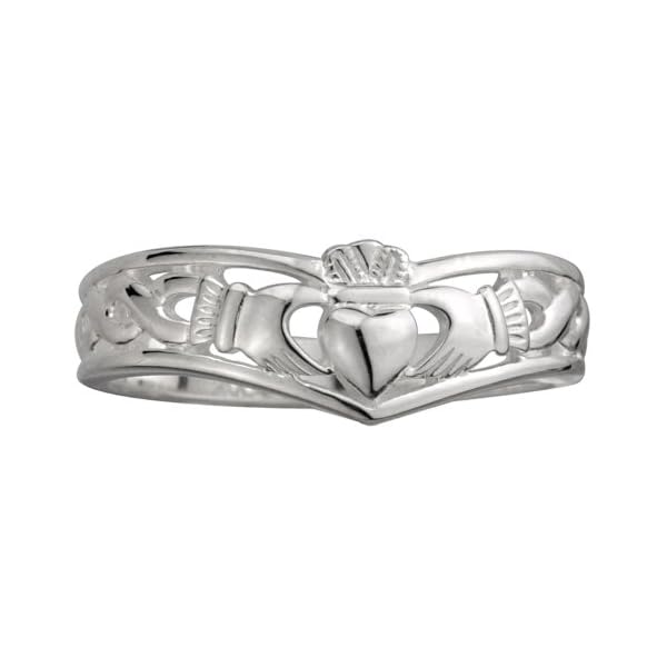 Failte-Womens-Claddagh-Silver-Ring-Irish-Wishbone-Ring-Made-in-Ireland Failte Claddagh Ring Womens Sterling Silver Wishbone Irish Made Size 10