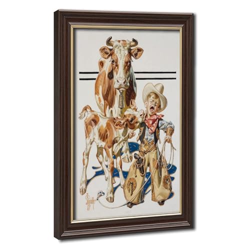 Toile Little Cowboy Leyendecker déco vintage pour chambre d'enfant