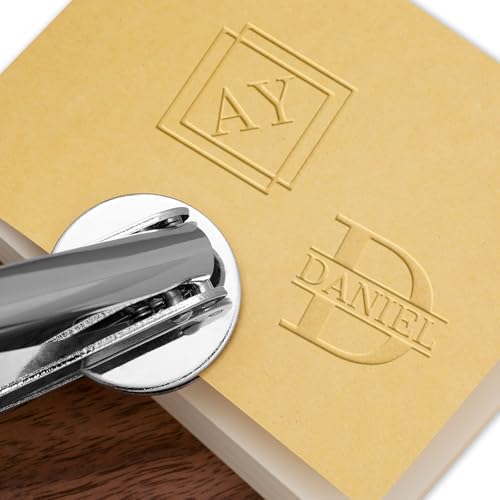 Monogram Embosser Personalized Custom Initial Handheld Embosser for Library Office Books Envelopes...