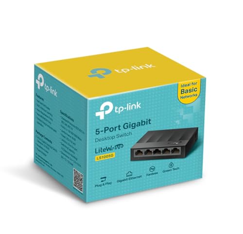 TP-Link LS1005G 5-Port Desktop Switch (5 x Gigabit Auto-Negotiation RJ45 Ports, IEEE 802.3X, Plug and Play, energiesparend… – Ansicht 6