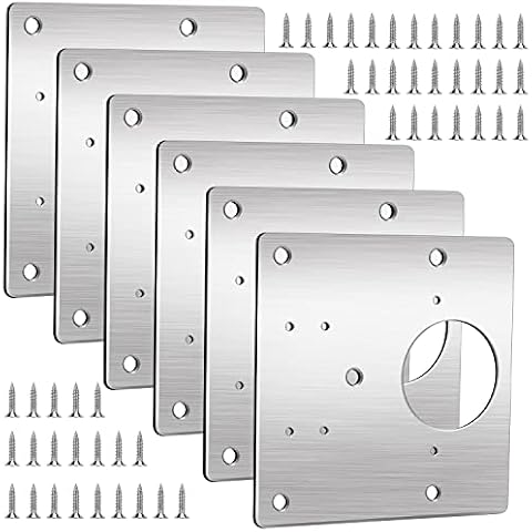 Hinge Repair Plate, 6PCS Cabinet Hinge Repair Brackets Mounting Plate Cupboard Hinge Fixing Brace Brackets with Screws, Stainless Steel Hinge Side Plate Repair Kit for Window, Wardrobe Door, Shelf Cover