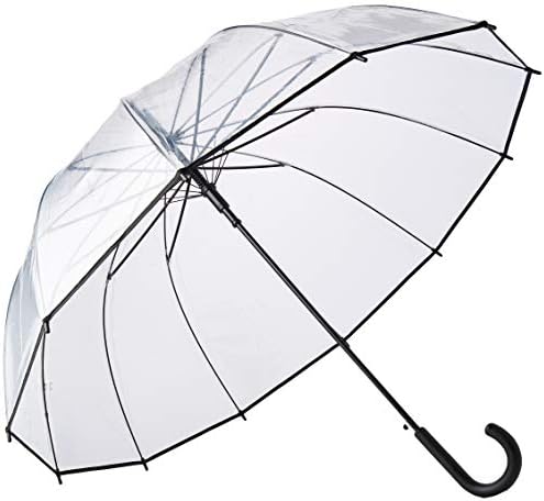 SMATI Stick Umbrella Transparent - Extra Large Big Automatic Clear Dome See Through - resistant to wind