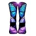 UTRSIFB Boy's Leisure Sports Socks, All Season Stockings, Soft Fashion Breathable Dress Decor Boots Socks Purple Butterfly