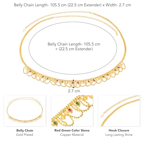 Image of Peora Gold Plated Bridal Jewellery Set with Kamarband Gift for Women Indian Traditional Ethnic Wedding