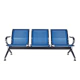 buenotoys 3-Seat Waiting Room Chairs - Waiting Room Bench with Arms Airport Reception Bench Guest Reception Chairs Lobby Bench Waiting Area for Airport Market Bank Hospital School Barbersho, Blue