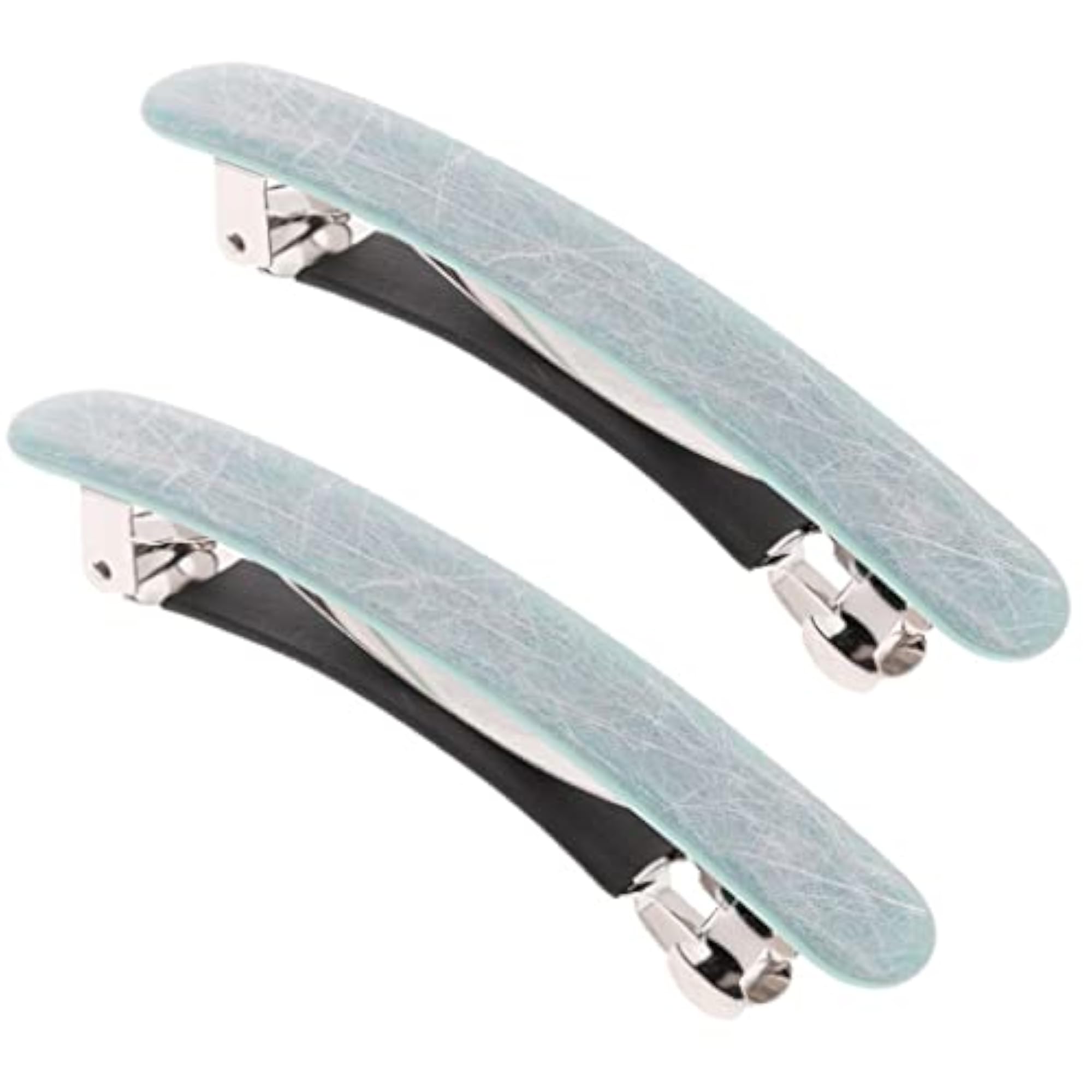 2X Women's French Style Acetate Barrette Ponytail Holders, Blue