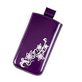 Moderne, schicke Handytasche aus Leder mit silber gedrucktem Blumenprint