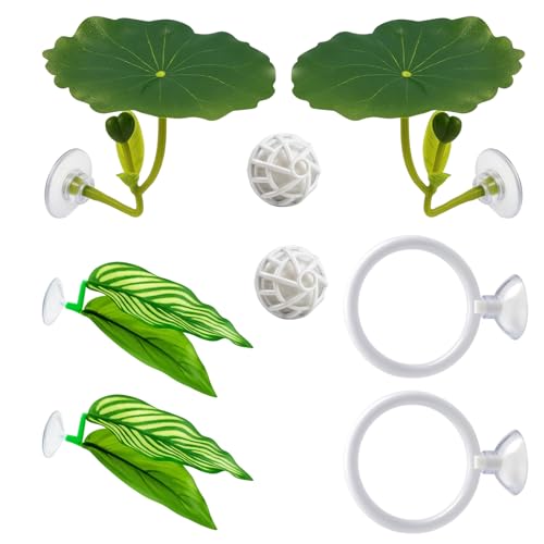 LQDXZQ 8-Piece Set Betta Fish Toys with Leaves, Rings and Balls for Betta Fish Hammock and Fish Tank Toy, Durable Material for Aquatic Play