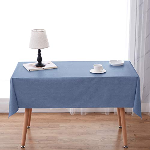 Image of NLMUVW Blue Vinyl Tablecloth for Rectangle, Heavy Duty PVC Table Cloth Waterproof Oil Proof Wipe Clean Table Cover for Kitchen Dining Picnic, 54 x 78 Inch