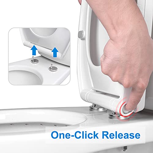 image for Hibbent Premium Elongated Toilet Seat with Cover(Oval) Quiet Close, On