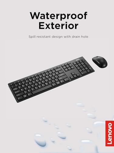 Image of Lenovo 100 Wireless Keyboard and Mouse Combo - Cordless Set with Spill Resistant Quiet Keys - 3-Zone Keyboard - Ambidextrous Mouse - Compact Design - Wireless USB -Black